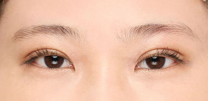 左右非対称眉の女性のすっぴん眉毛