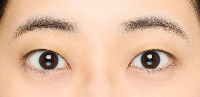 濃い眉毛の女性のすっぴん眉毛
