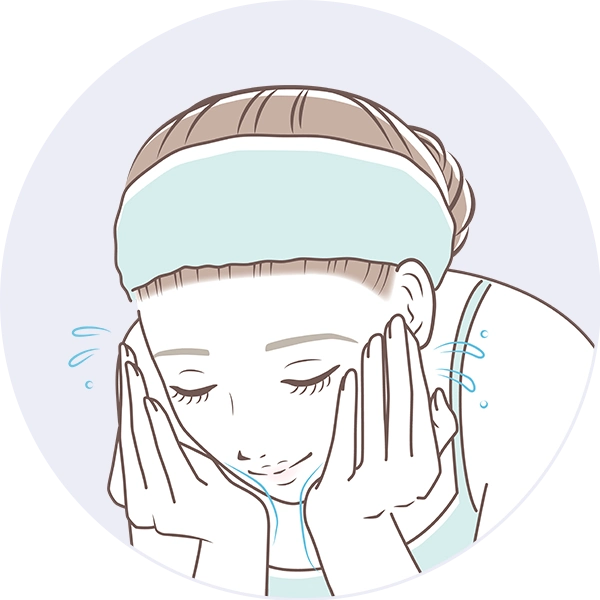 洗顔をする女性のイラスト