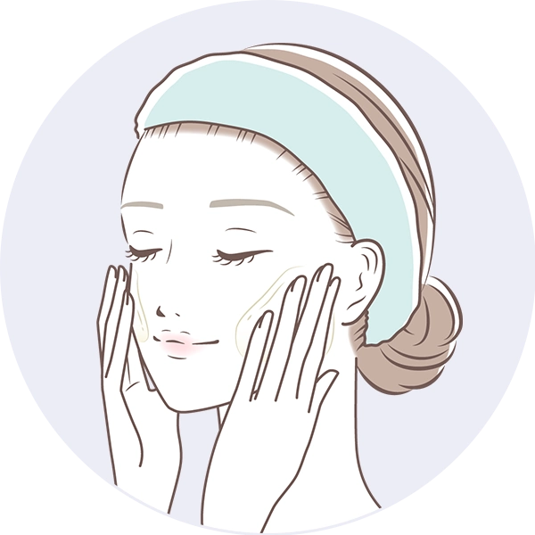 ブースター(導入液)をつける女性のイラスト