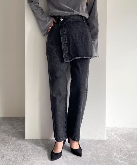 【FREDY&GLOSTER】ラップレイヤードデニムパンツ