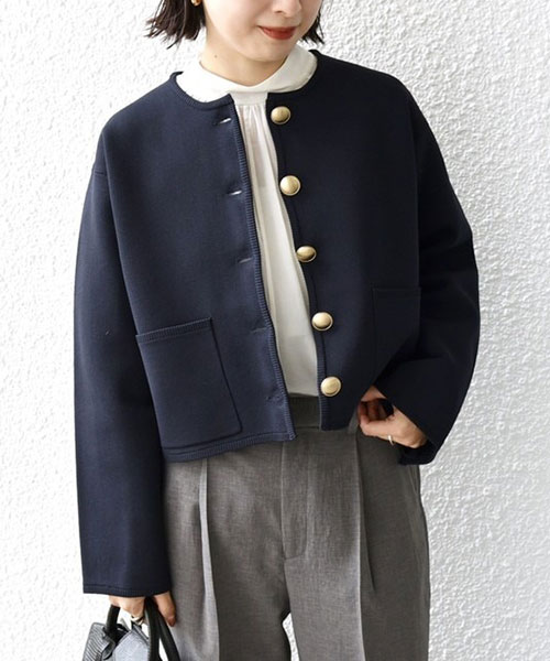 【SHIPS】*〈手洗い可能〉 ミラノリブ ゴールド ボタン ニット ジャケット 24SS ◇