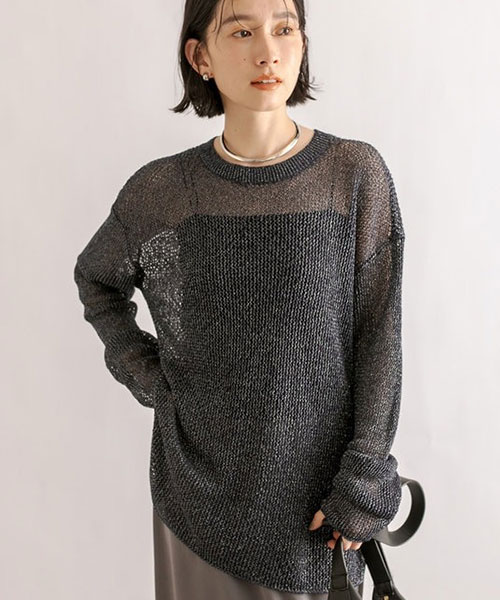 【RIVE DROITE】【コーデのポイントに】グリッターメッシュニット