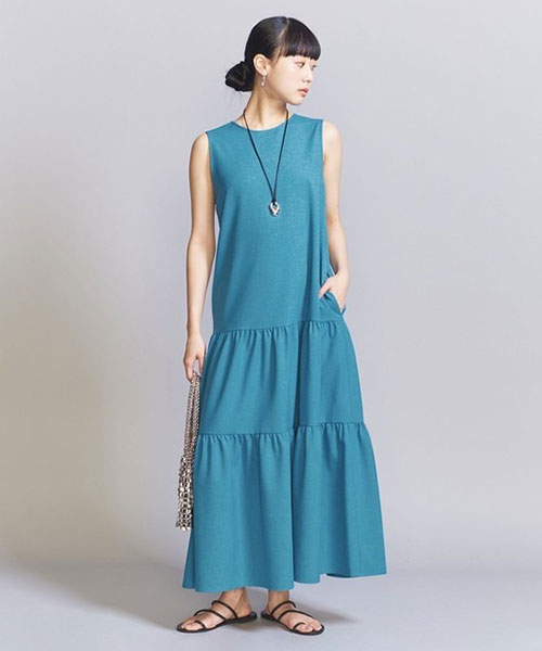 【BEAUTY&YOUTH】【WEB限定】リネンライク ティアードノースリーブワンピース -2WAY/ウォッシャブル-